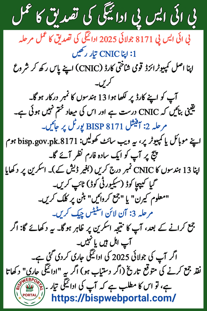 BISP 8171 July 2025 Payment Verification