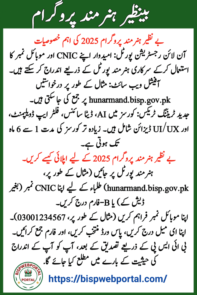 Benazir Hunarmand Program 2025