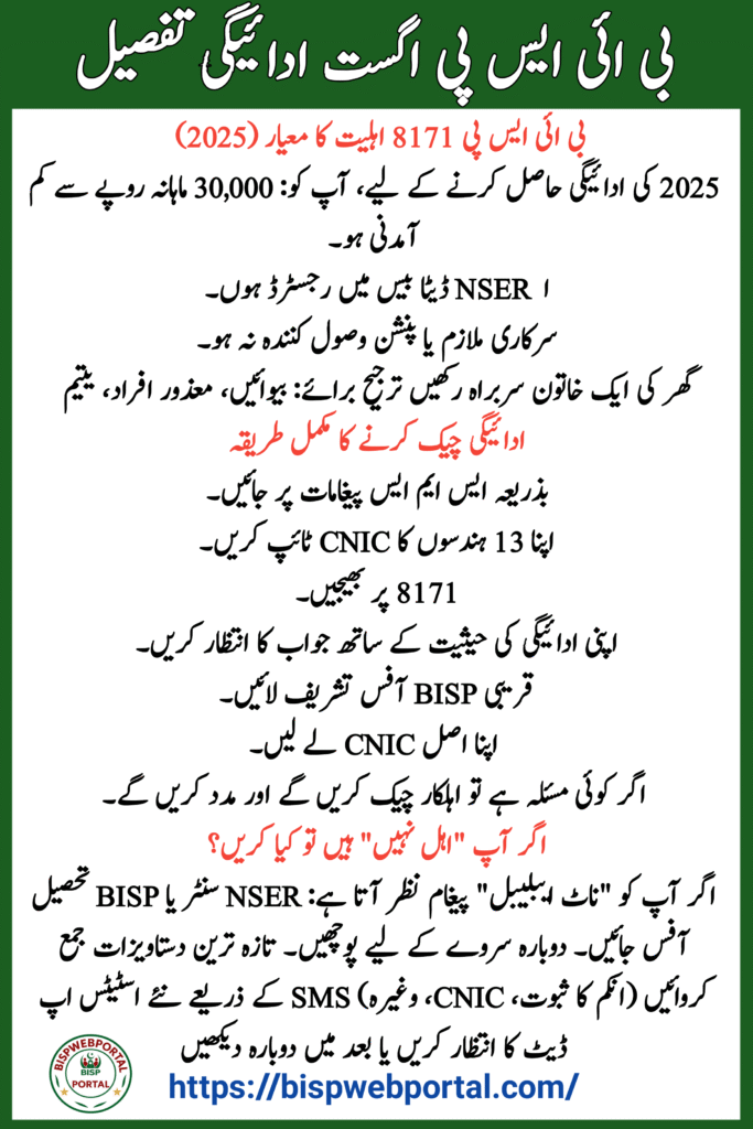 BISP 8171 August 2025 Payment Date