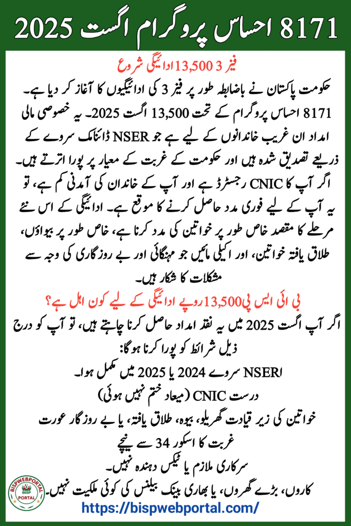 8171 Ehsaas Program August 2025