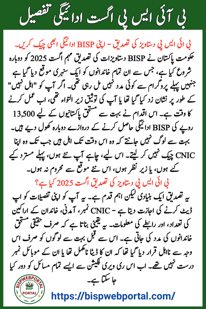 BISP Document Verification August 2025