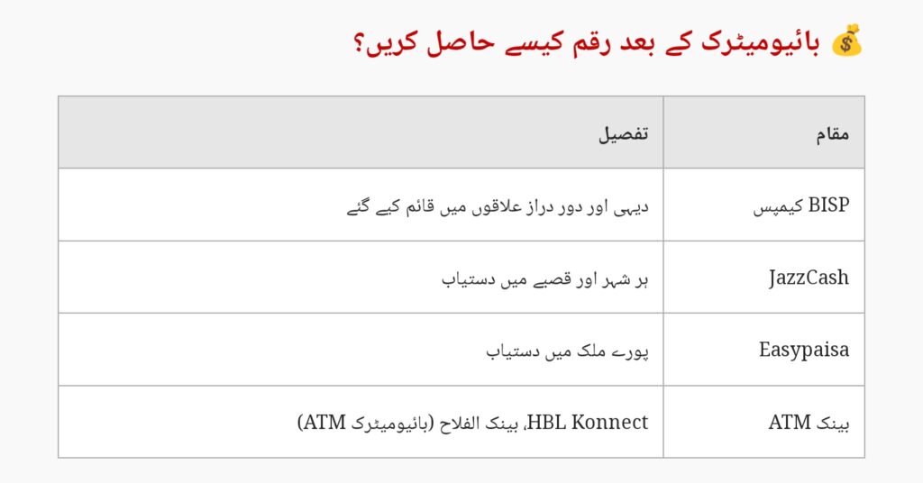 BISP 8171 NADRA Biometric Payment