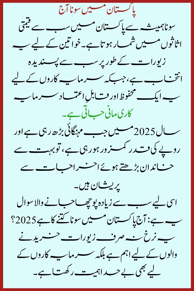 Gold Rate in Pakistan Today